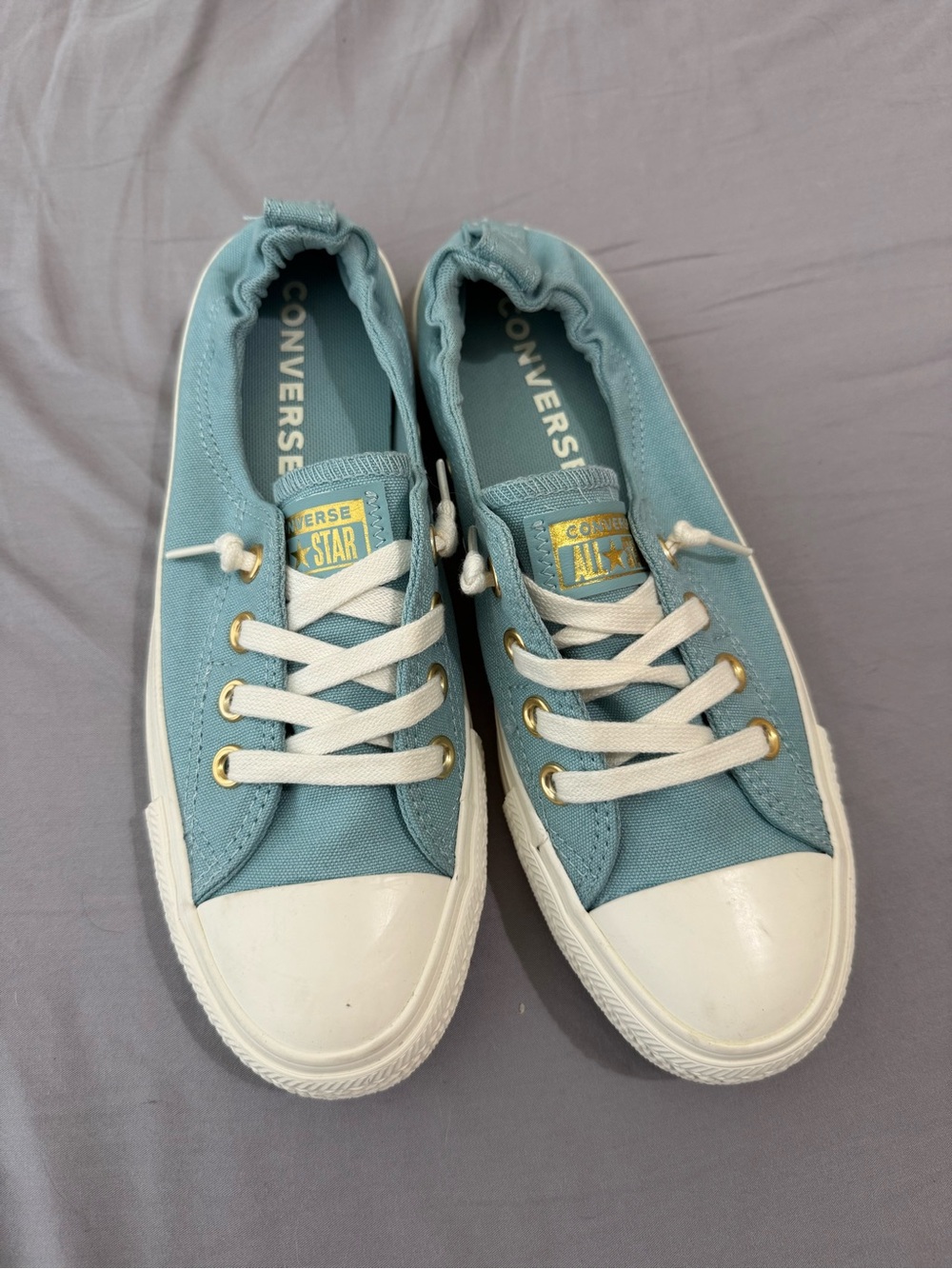 NWOT Converse Low Top Shoreline Sneakers in Dusty Blue with White Accents